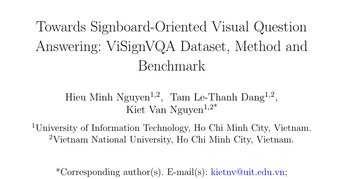 Towards Signboard-Oriented Visual Question Answering: ViSignVQA Dataset, Method and Benchmark