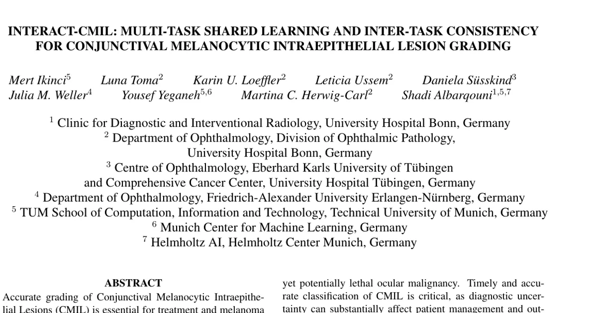 INTERACT-CMIL: Multi-Task Shared Learning and Inter-Task Consistency for Conjunctival Melanocytic Intraepithelial Lesion Grading