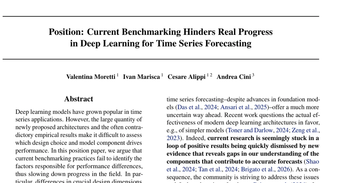 Position: Current Benchmarking Hinders Real Progress in Deep Learning for Time Series Forecasting