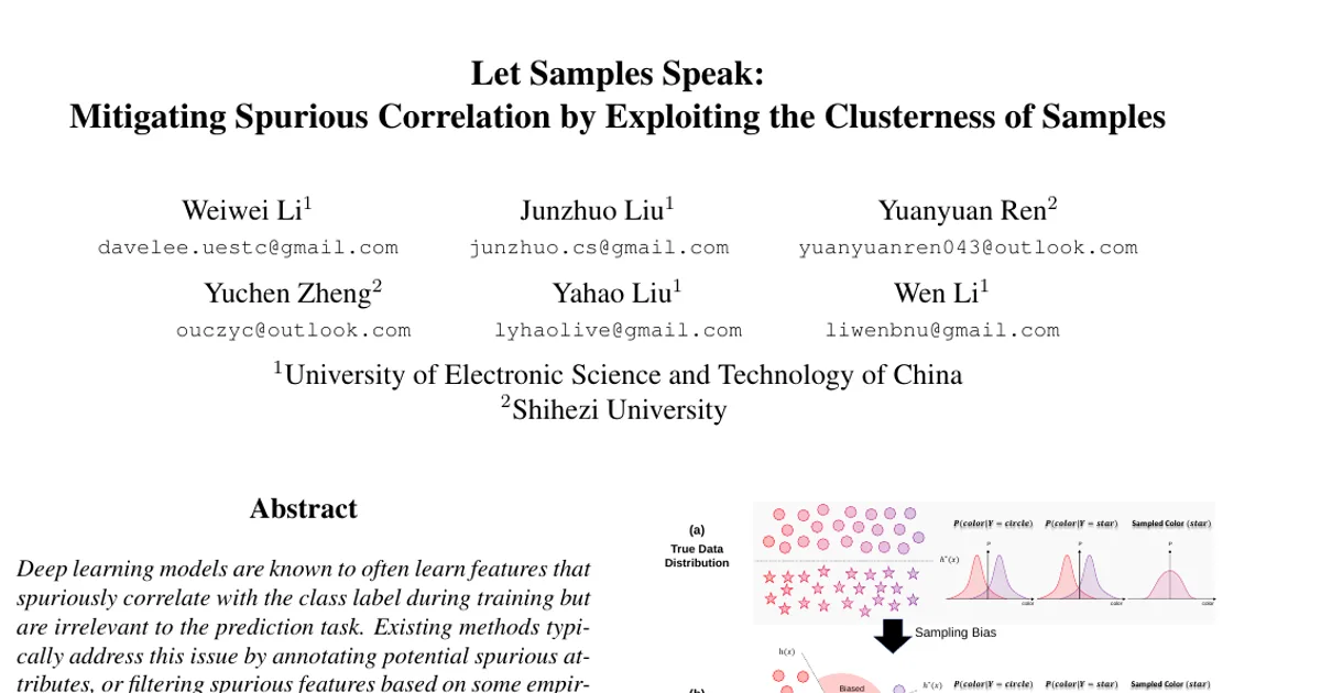 Let Samples Speak: Mitigating Spurious Correlation by Exploiting the Clusterness of Samples
