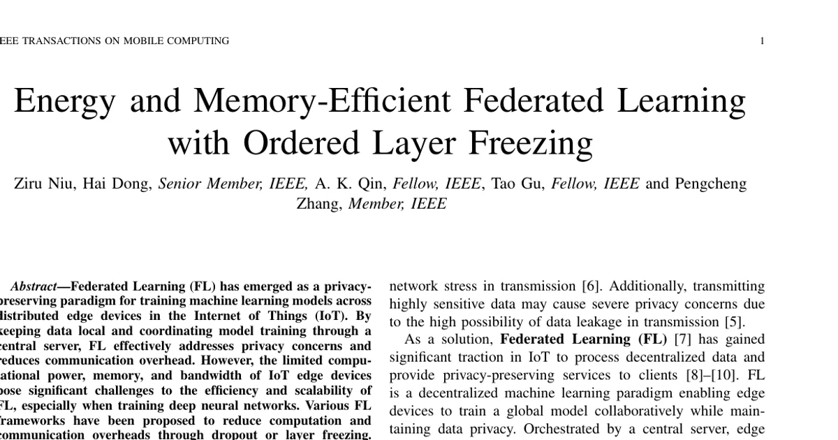 Energy and Memory-Efficient Federated Learning With Ordered Layer Freezing