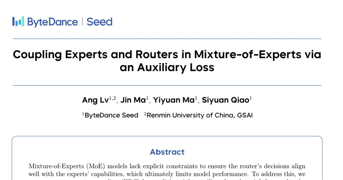 Coupling Experts and Routers in Mixture-of-Experts via an Auxiliary Loss
