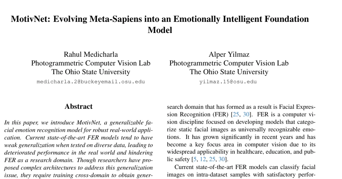 MotivNet: Evolving Meta-Sapiens into an Emotionally Intelligent Foundation Model
