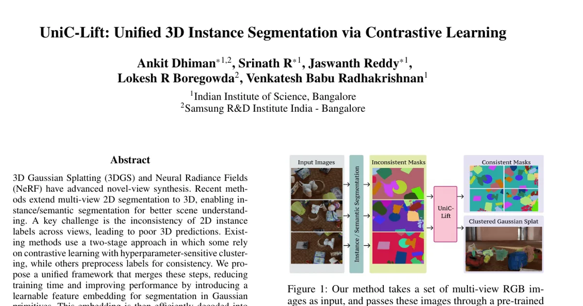 UniC-Lift: Unified 3D Instance Segmentation via Contrastive Learning