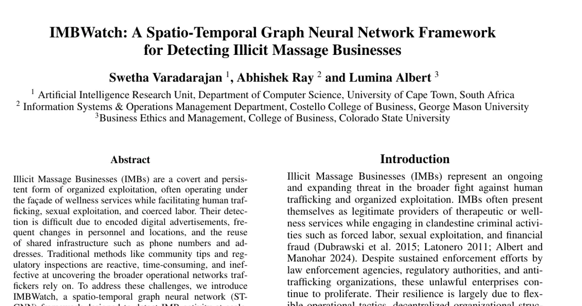 IMBWatch -- a Spatio-Temporal Graph Neural Network approach to detect Illicit Massage Business