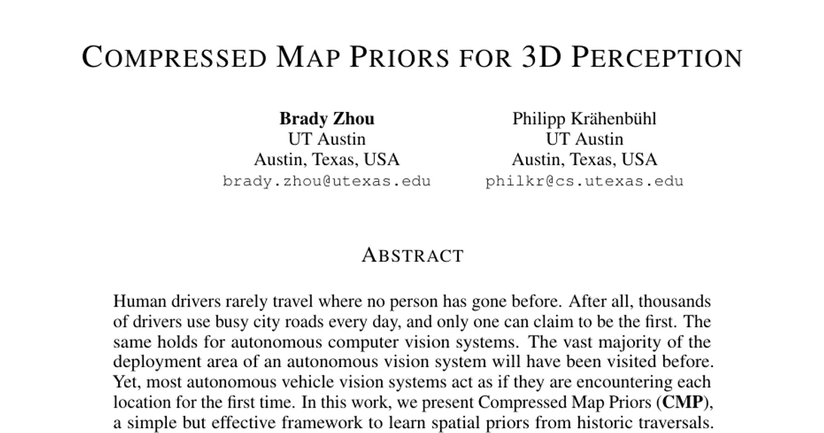 Compressed Map Priors for 3D Perception