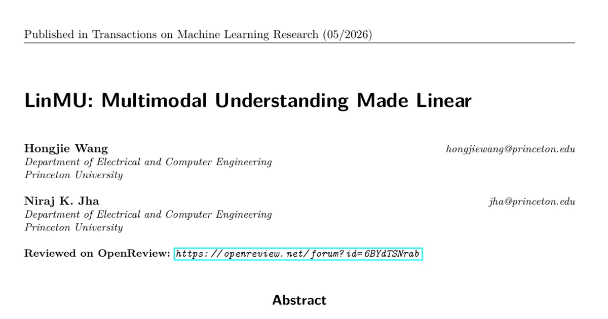 LinMU: Multimodal Understanding Made Linear