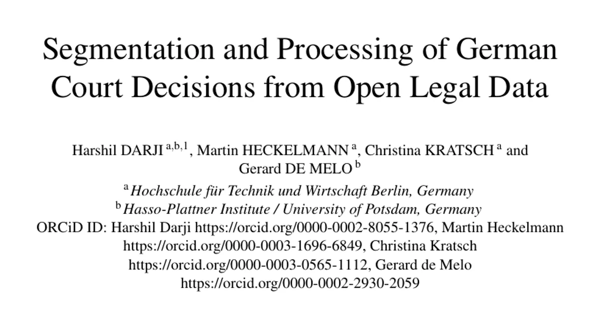 Segmentation and Processing of German Court Decisions from Open Legal Data