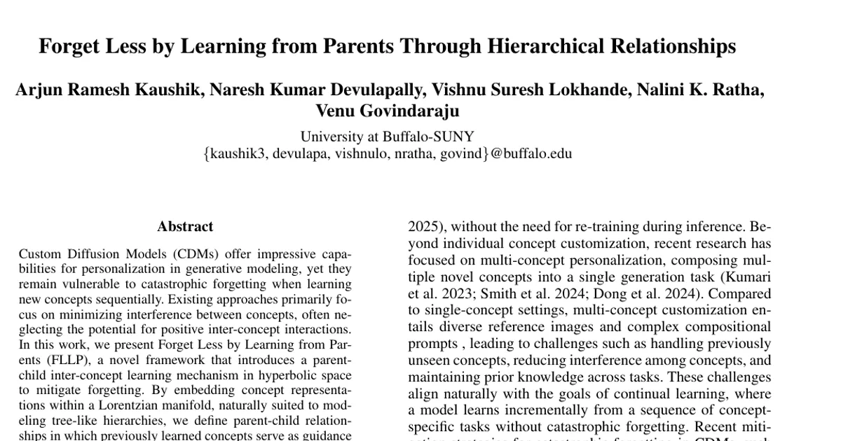 Forget Less by Learning from Parents Through Hierarchical Relationships