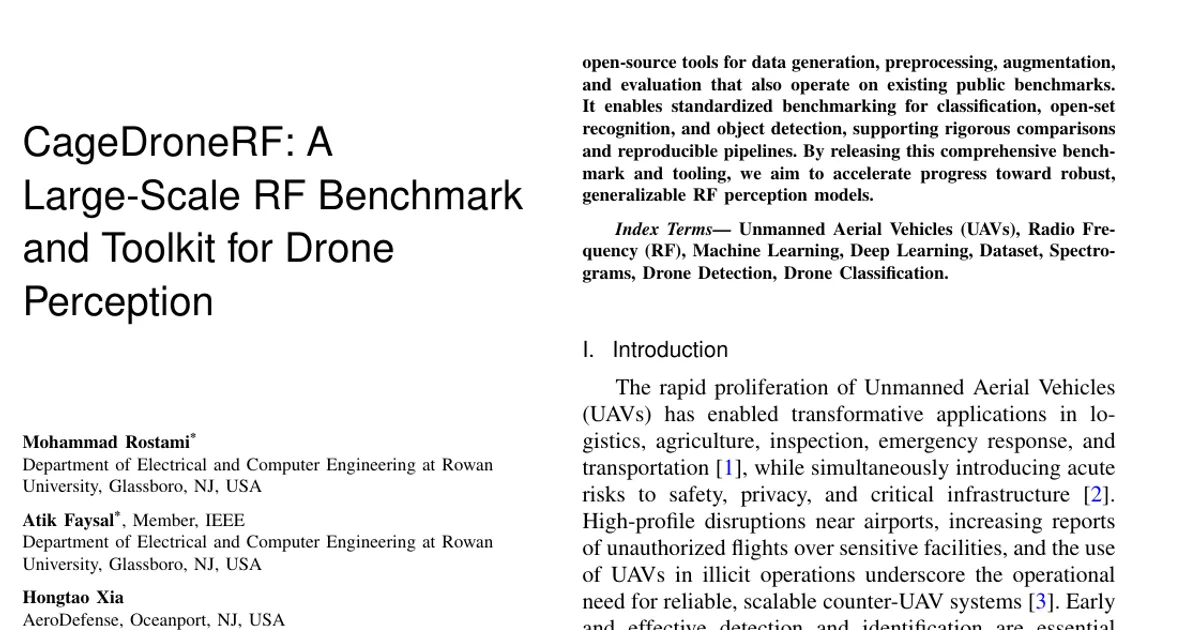 CageDroneRF: A Large-Scale RF Benchmark and Toolkit for Drone Perception