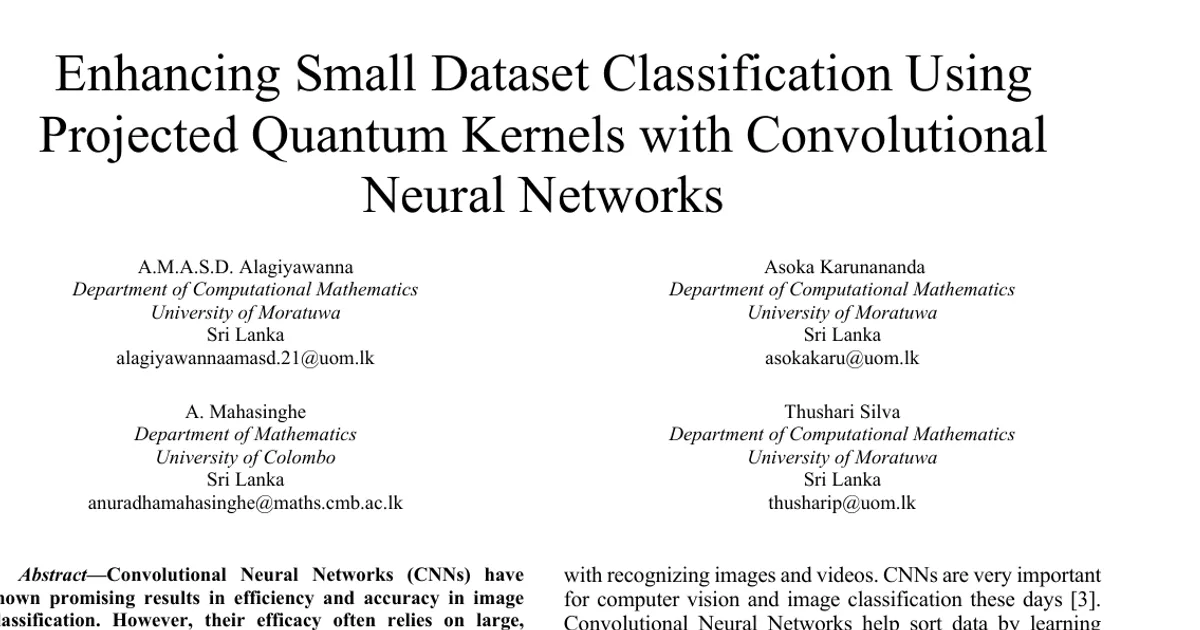 Enhancing Small Dataset Classification Using Projected Quantum Kernels with Convolutional Neural Networks