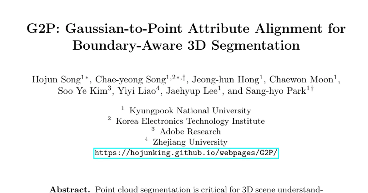 G2P: Gaussian-to-Point Attribute Alignment for Boundary-Aware 3D Segmentation