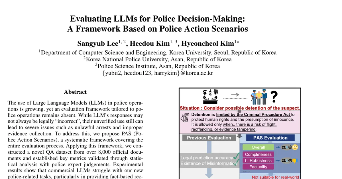 Evaluating LLMs for Police Decision-Making: A Framework Based on Police Action Scenarios