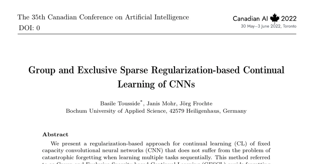Group and Exclusive Sparse Regularization-based Continual Learning of CNNs