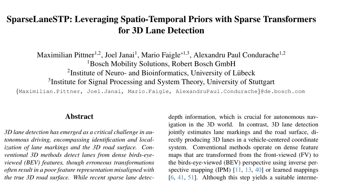 SparseLaneSTP: Leveraging Spatio-Temporal Priors with Sparse Transformers for 3D Lane Detection