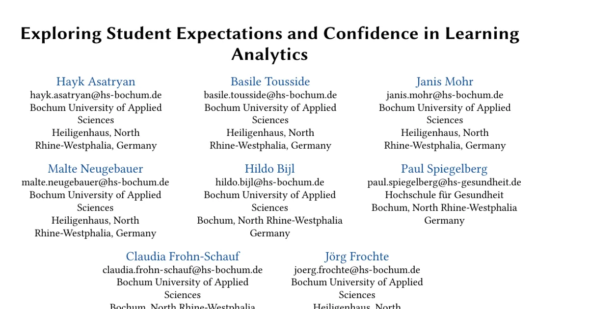Exploring Student Expectations and Confidence in Learning Analytics