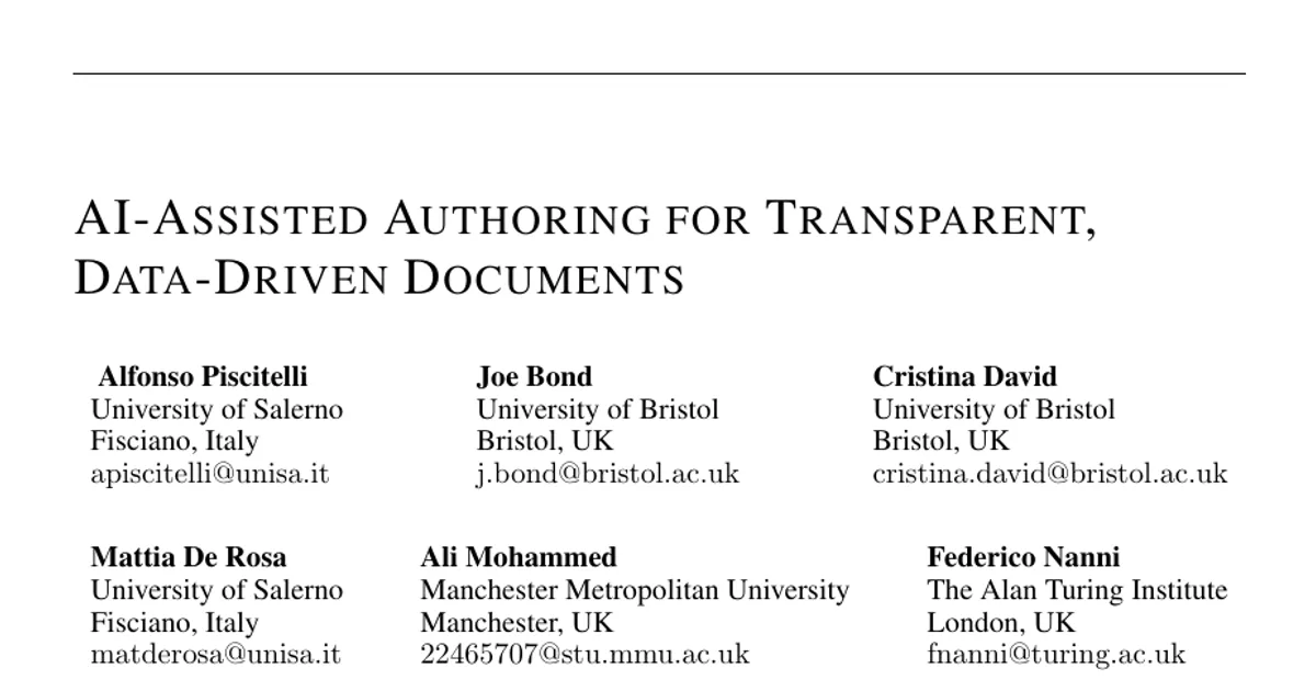 AI-Assisted Authoring for Transparent, Data-Driven Documents