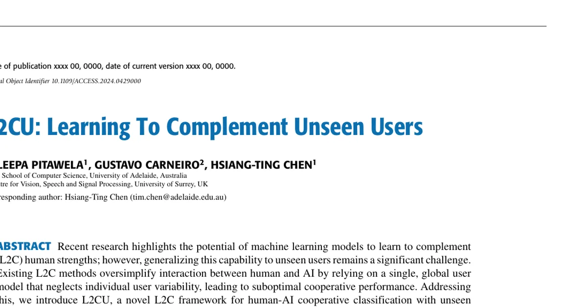L2CU: Learning to Complement Unseen Users