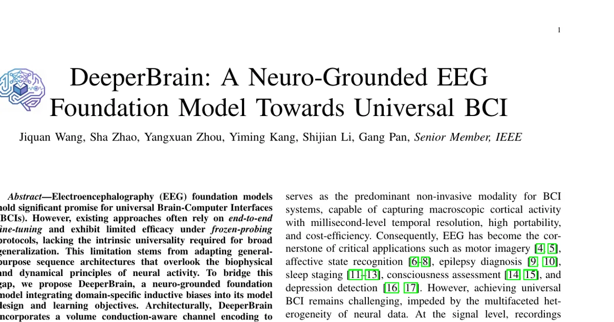 DeeperBrain: A Neuro-Grounded EEG Foundation Model Towards Universal BCI