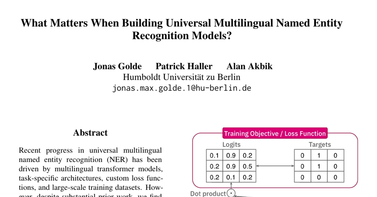 What Matters When Building Universal Multilingual Named Entity Recognition Models?
