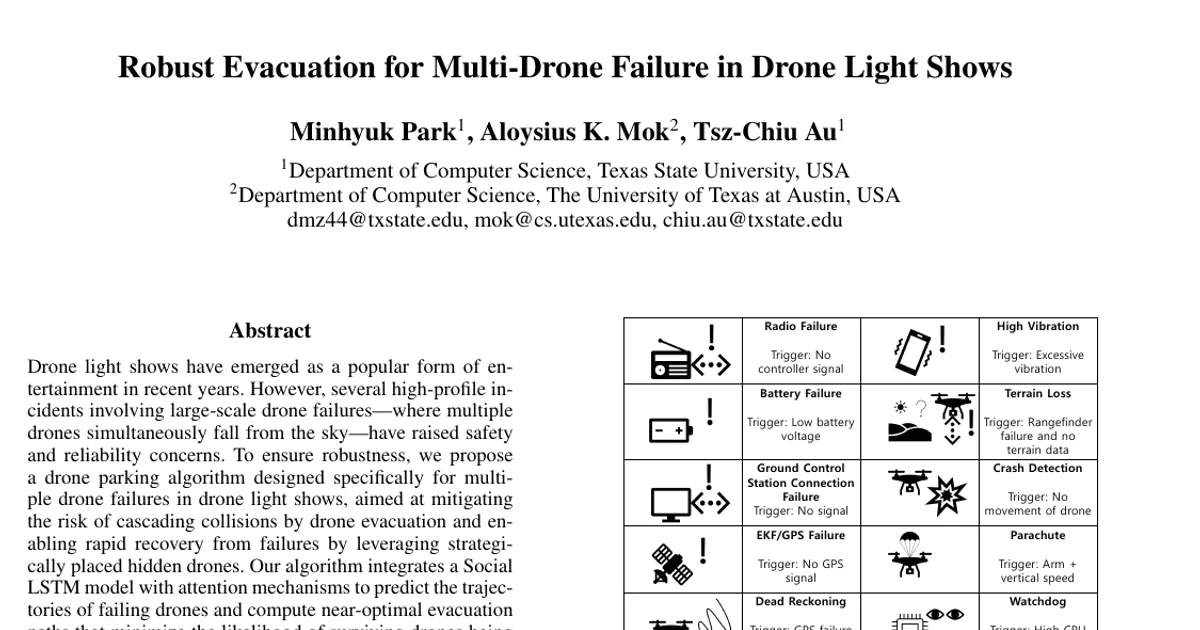 Robust Evacuation for Multi-Drone Failure in Drone Light Shows
