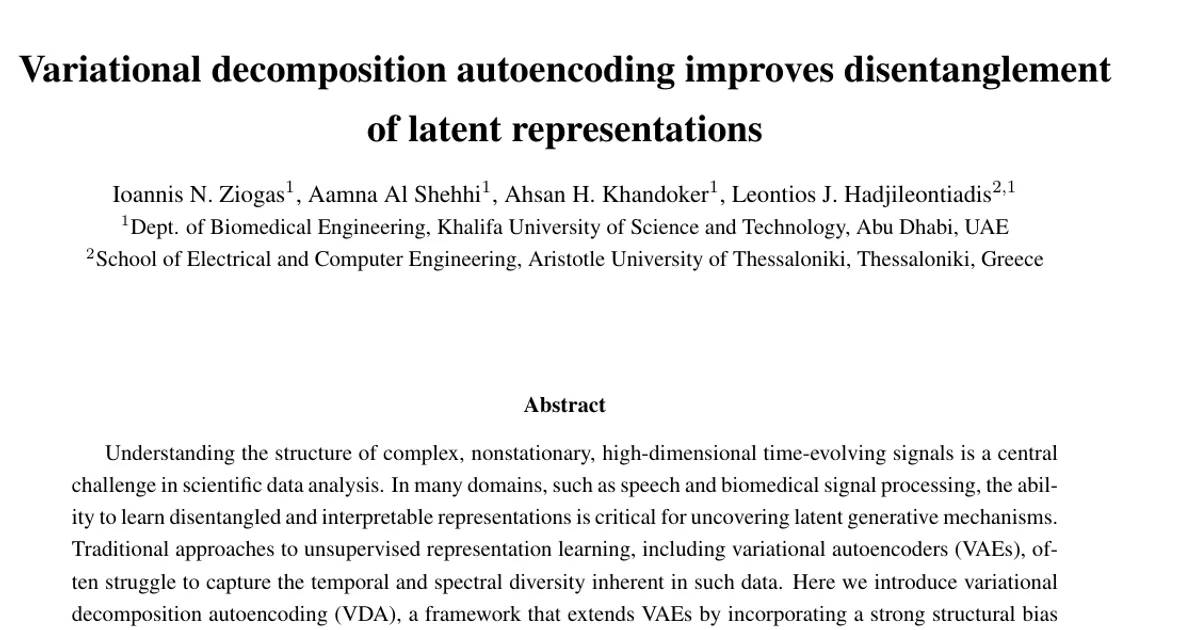 Variational decomposition autoencoding improves disentanglement of latent representations
