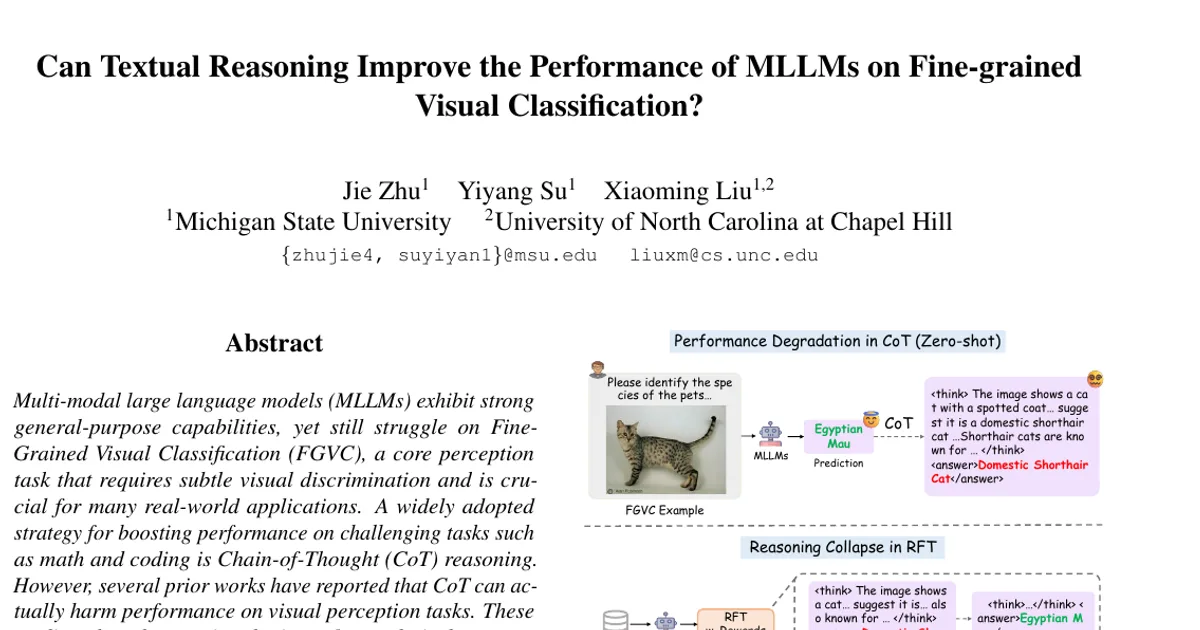 Can Textual Reasoning Improve the Performance of MLLMs on Fine-grained Visual Classification?