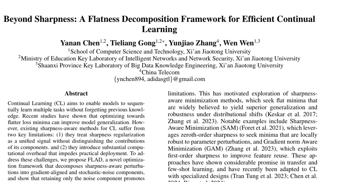 Beyond Sharpness: A Flatness Decomposition Framework for Efficient Continual Learning