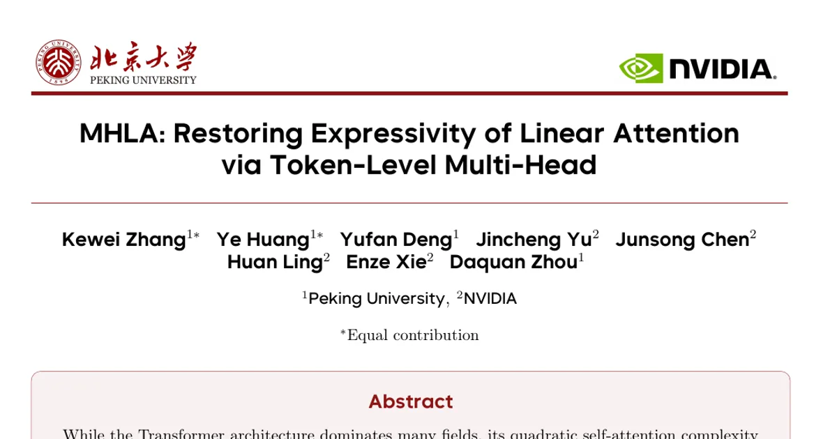 MHLA: Restoring Expressivity of Linear Attention via Token-Level Multi-Head