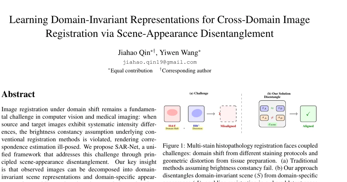 Learning Domain-Invariant Representations for Cross-Domain Image Registration via Scene-Appearance Disentanglement