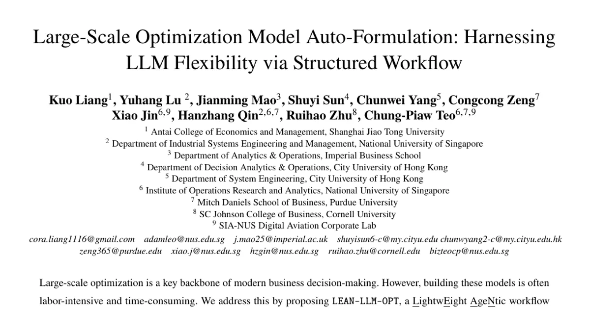 Large-Scale Optimization Model Auto-Formulation: Harnessing LLM Flexibility via Structured Workflow