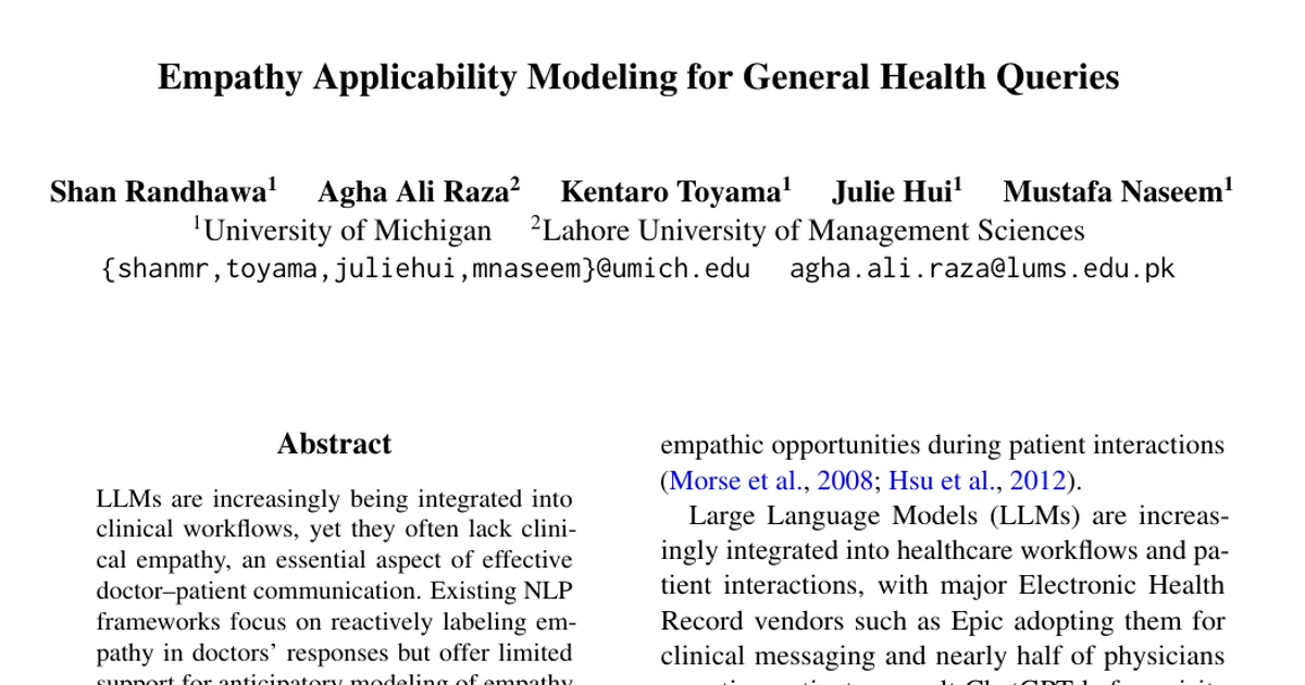 Empathy Applicability Modeling for General Health Queries