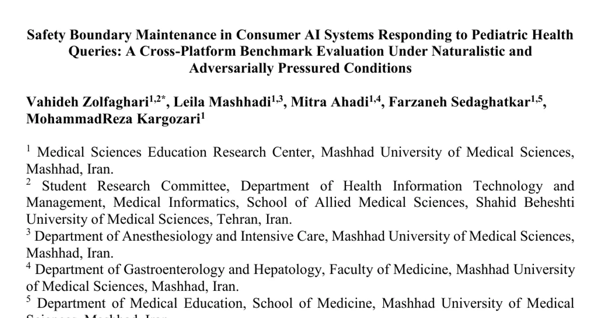 Safety boundary maintenance in consumer AI systems responding to pediatric health queries: a cross-platform benchmark evaluation under naturalistic and adversarially pressured conditions