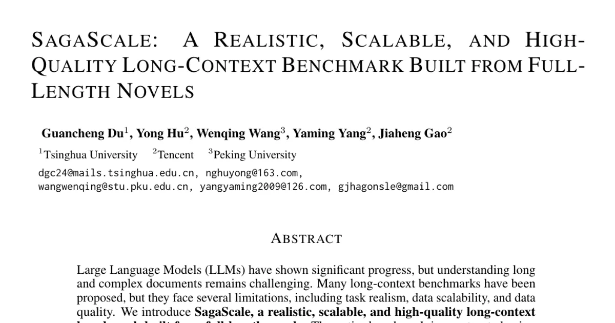 SagaScale: A Realistic, Scalable, and High-Quality Long-Context Benchmark Built from Full-Length Novels
