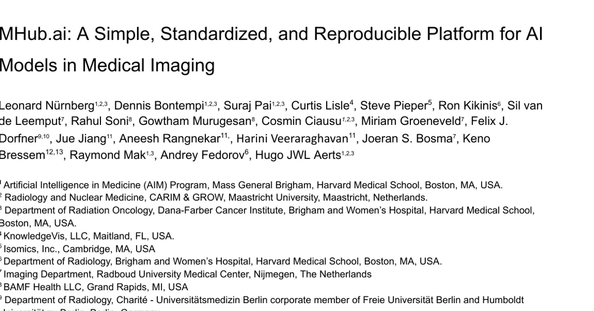 MHub.ai: A Simple, Standardized, and Reproducible Platform for AI Models in Medical Imaging