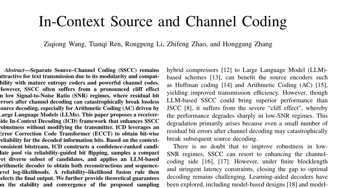 In-Context Source and Channel Coding