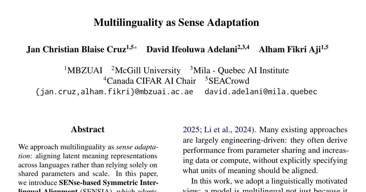Multilinguality as Sense Adaptation