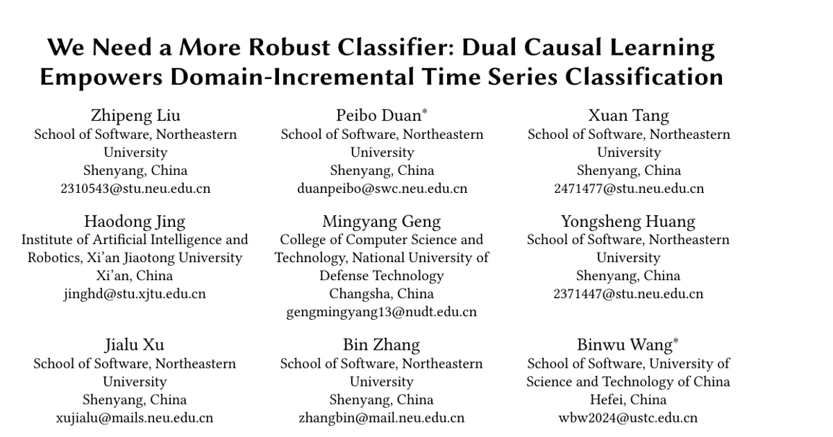 We Need a More Robust Classifier: Dual Causal Learning Empowers Domain-Incremental Time Series Classification