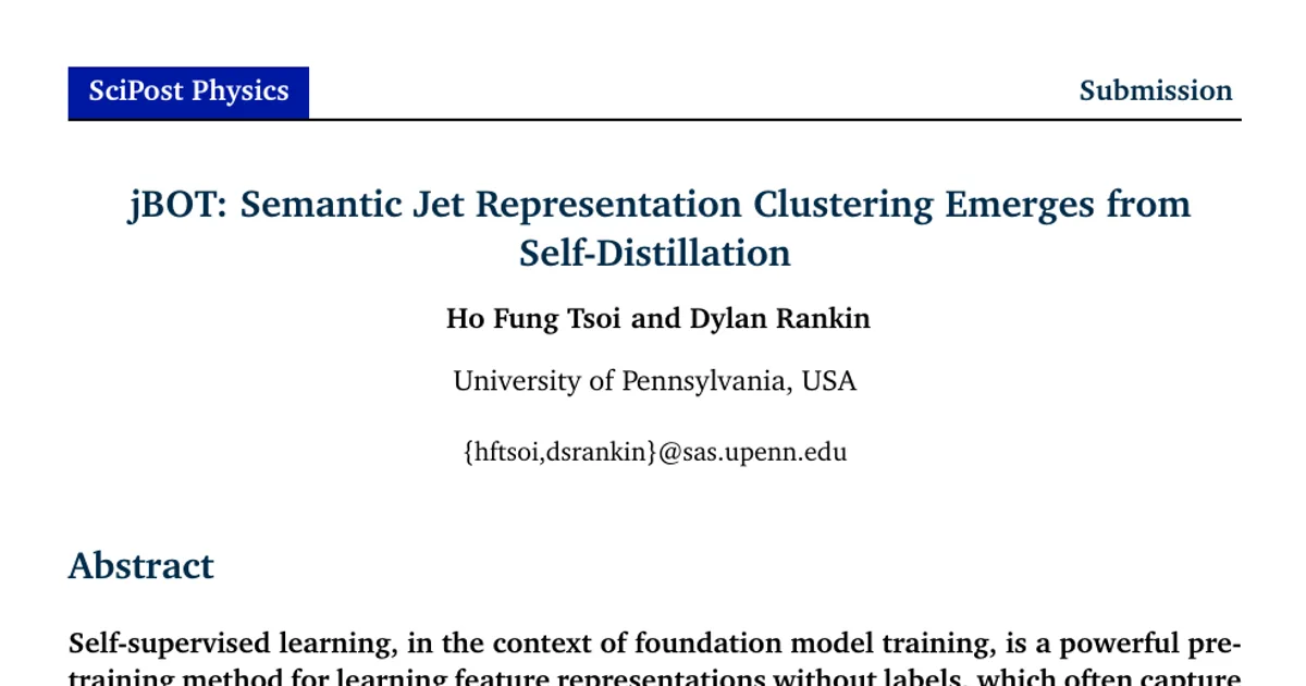 jBOT: Semantic Jet Representation Clustering Emerges from Self-Distillation