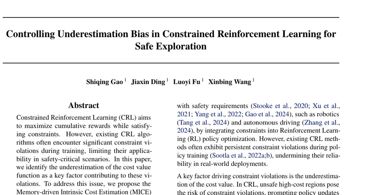 Controlling Underestimation Bias in Constrained Reinforcement Learning for Safe Exploration