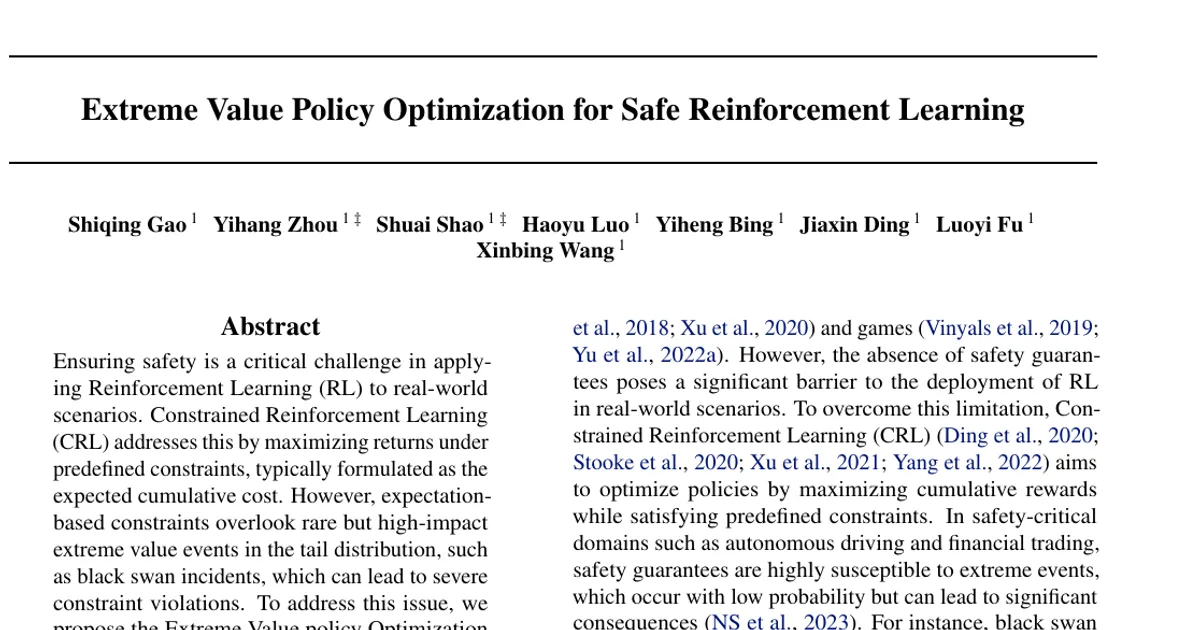 Extreme Value Policy Optimization for Safe Reinforcement Learning
