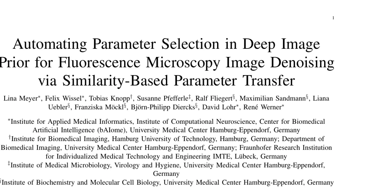 Automating Parameter Selection in Deep Image Prior for Fluorescence Microscopy Image Denoising via Similarity-Based Parameter Transfer
