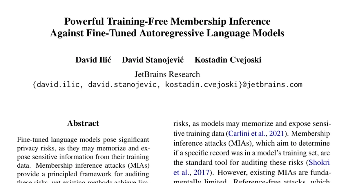 Powerful Training-Free Membership Inference Against Autoregressive Language Models