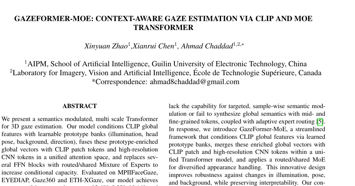 GazeFormer-MoE: Context-Aware Gaze Estimation via CLIP and MoE Transformer
