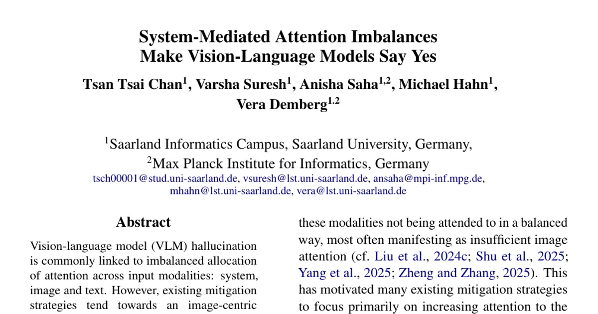 System-Mediated Attention Imbalances Make Vision-Language Models Say Yes