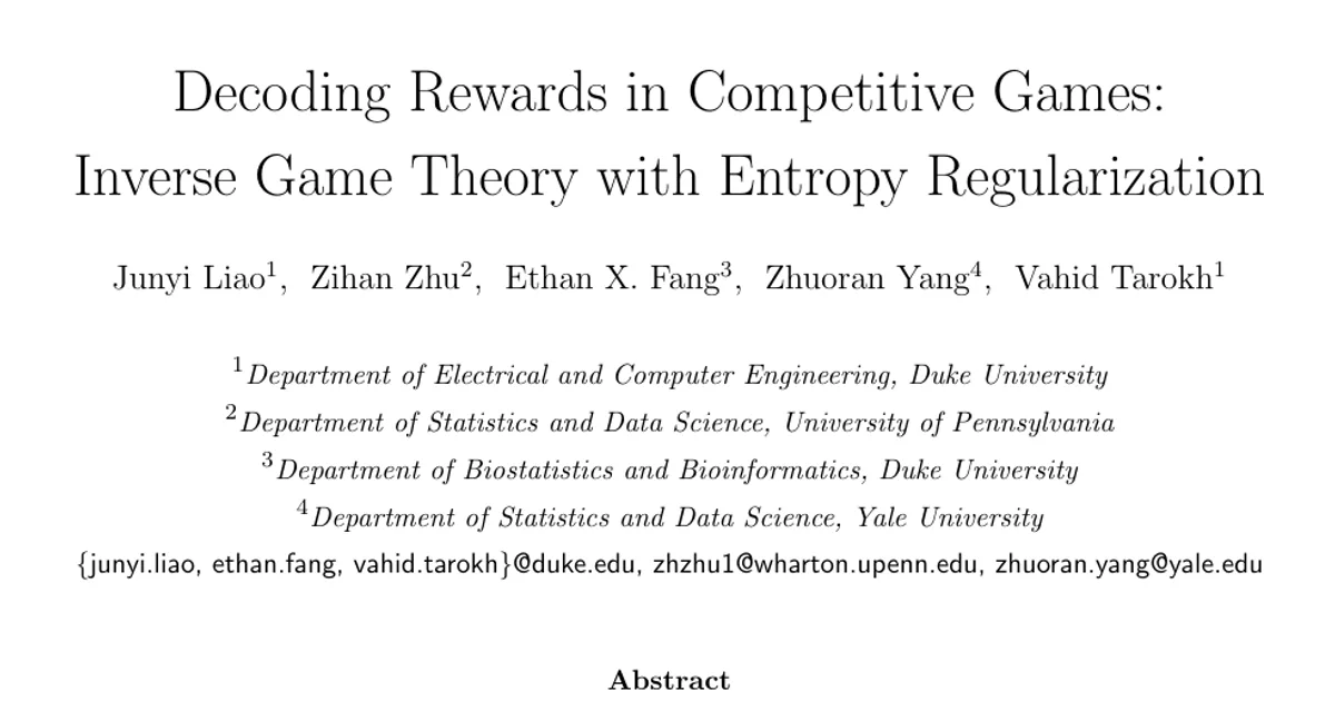 Decoding Rewards in Competitive Games: Inverse Game Theory with Entropy Regularization
