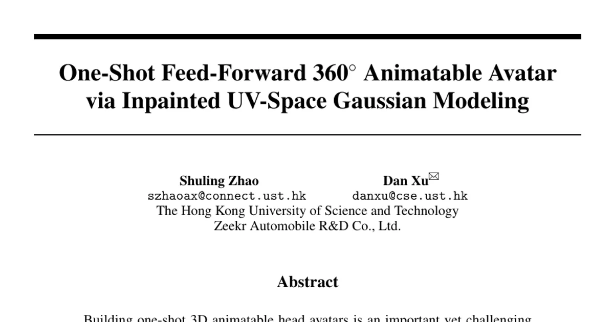 One-Shot Feed-Forward 360$^{\circ}$ Animatable Avatar via Inpainted UV-Space Gaussian Modeling