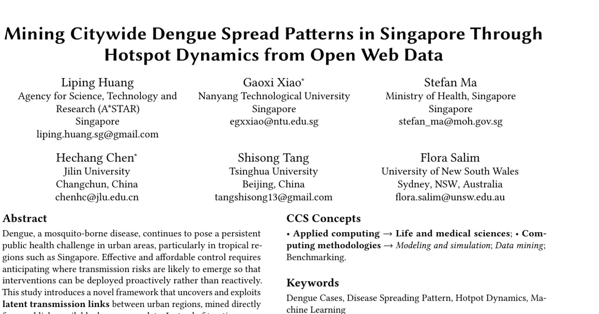 Mining Citywide Dengue Spread Patterns in Singapore Through Hotspot Dynamics from Open Web Data