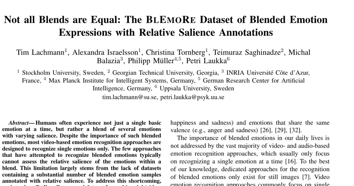 Not all Blends are Equal: The BLEMORE Dataset of Blended Emotion Expressions with Relative Salience Annotations
