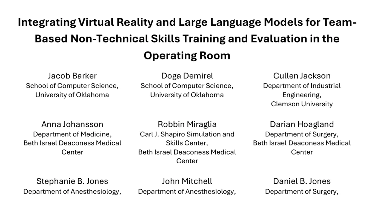Integrating Virtual Reality and Large Language Models for Team-Based Non-Technical Skills Training and Evaluation in the Operating Room